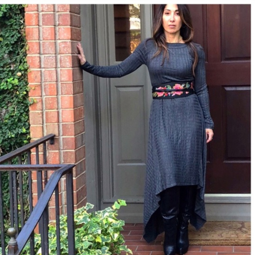 Tantalyzn Apparel Charcoal asymmetrical H/L dress